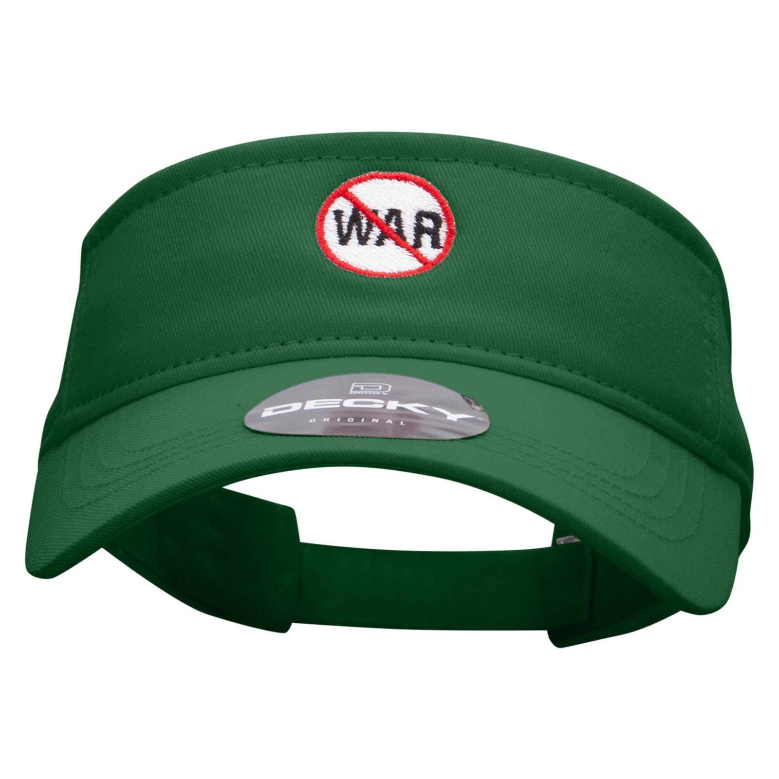 No War Embroidered Brushed Sports Visor - Forest OSFM