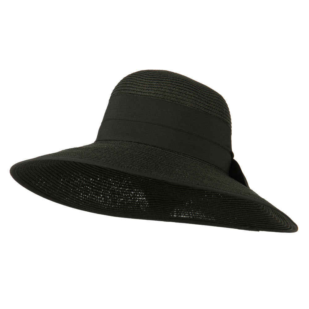 Women&#039;s Double Ribbon Paper Braid Hat - Black OSFM