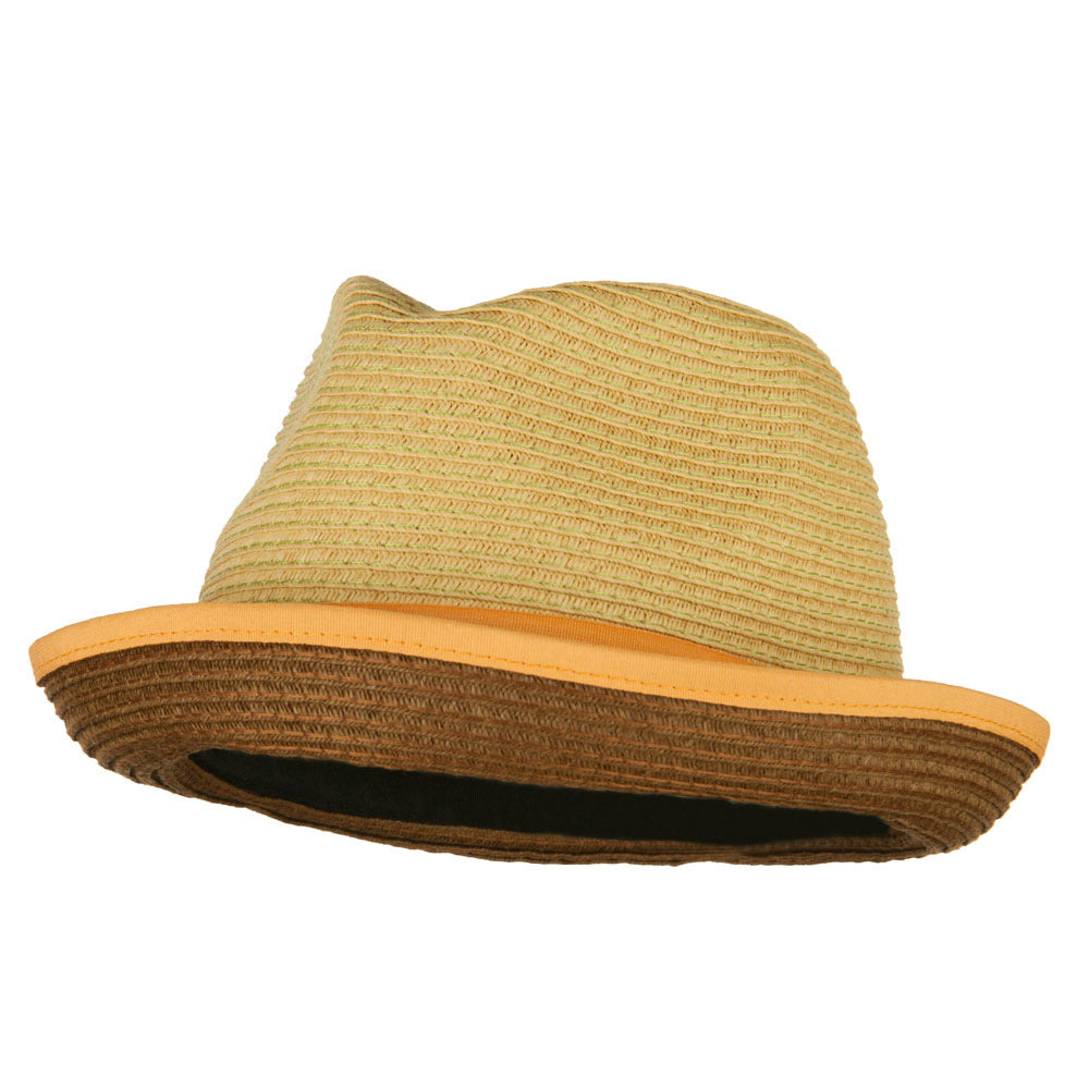 Men&#039;s Double Bow Band Fedora - Beige OSFM