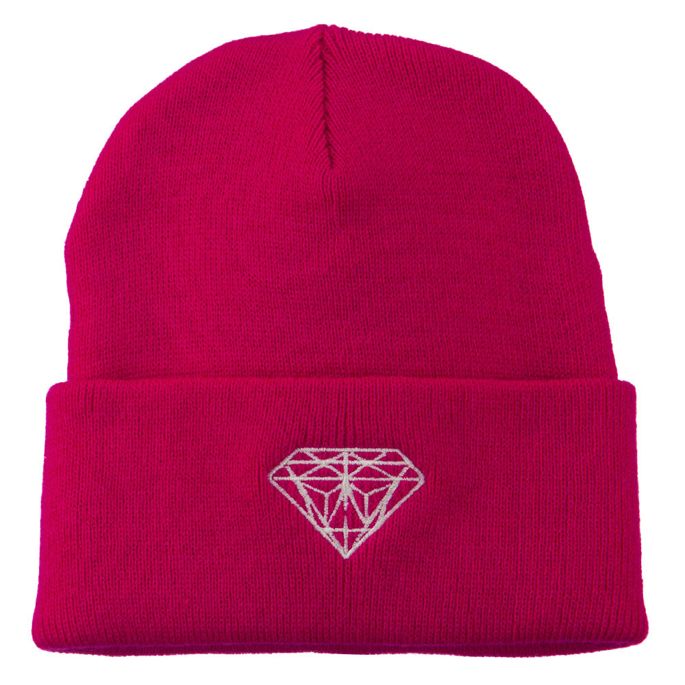 Diamond Embroidered Long Beanie - Hot Pink OSFM
