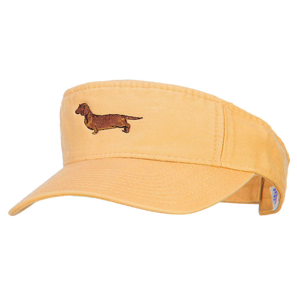 Dachshund Embroidered Pro Style Cotton Washed Visor - Mango OSFM