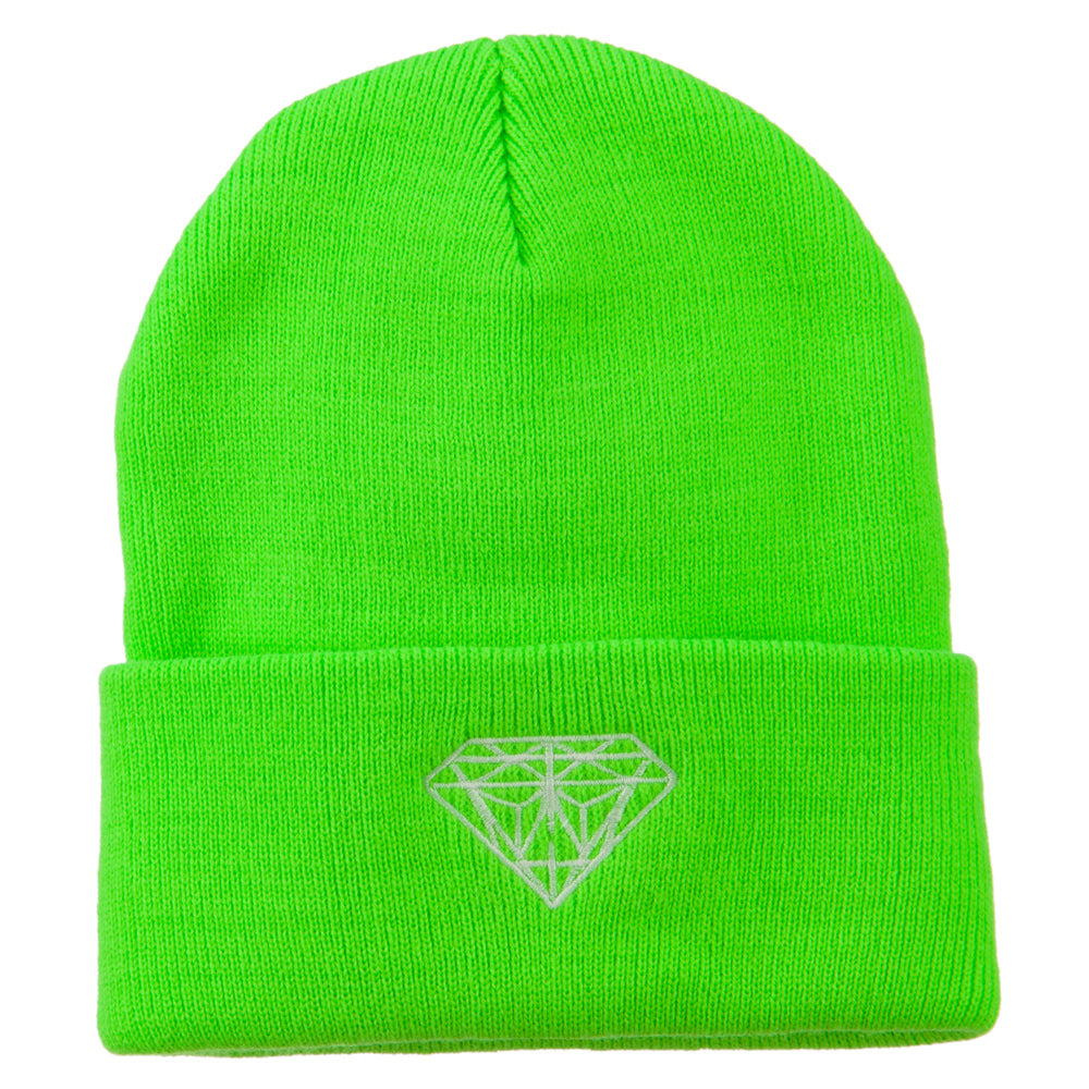 Diamond Neon Embroidered Beanie - Green OSFM