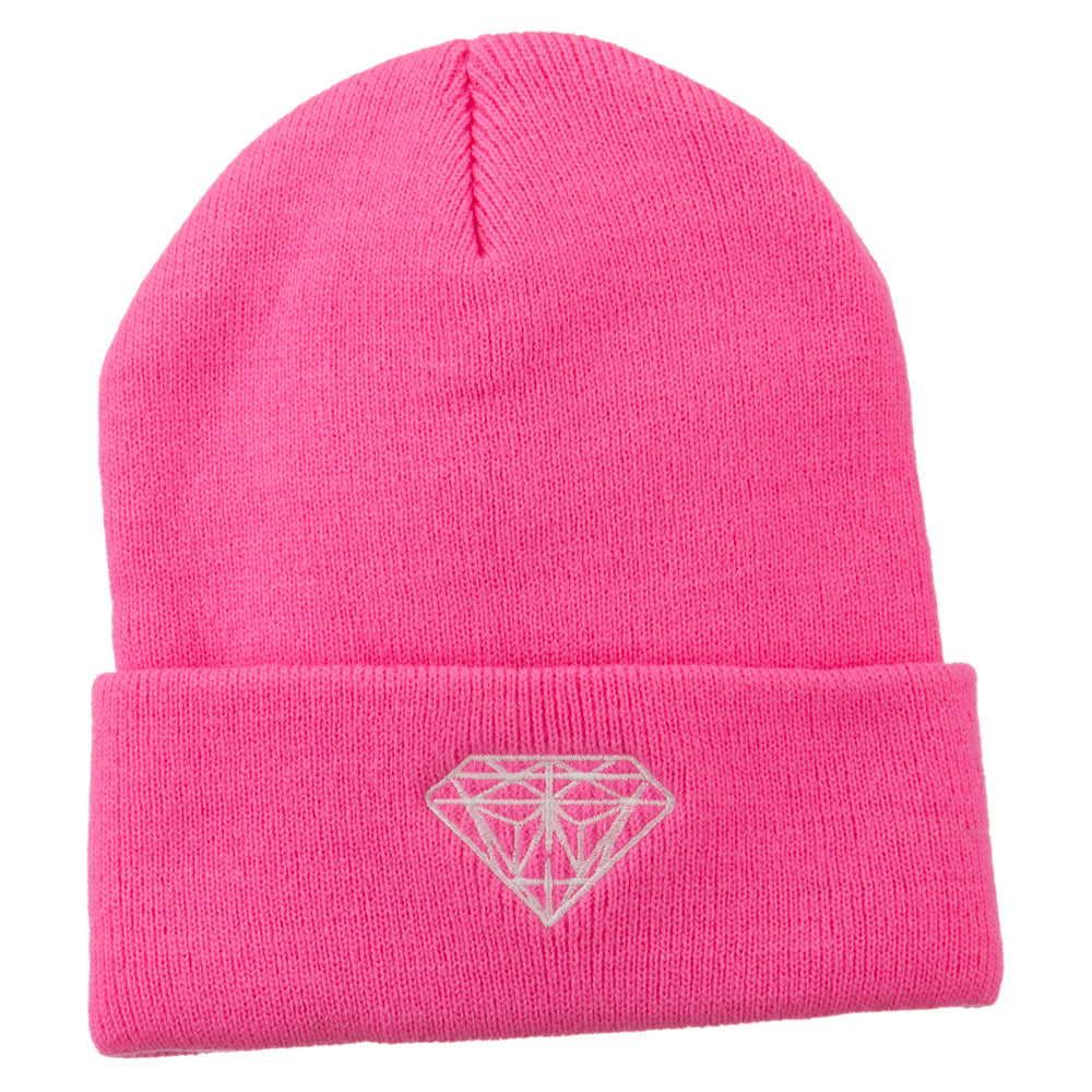 Diamond Neon Embroidered Beanie - Pink OSFM