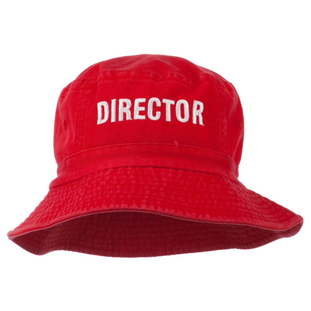 Director Embroidered Pigment Dyed Bucket Hat - Red OSFM