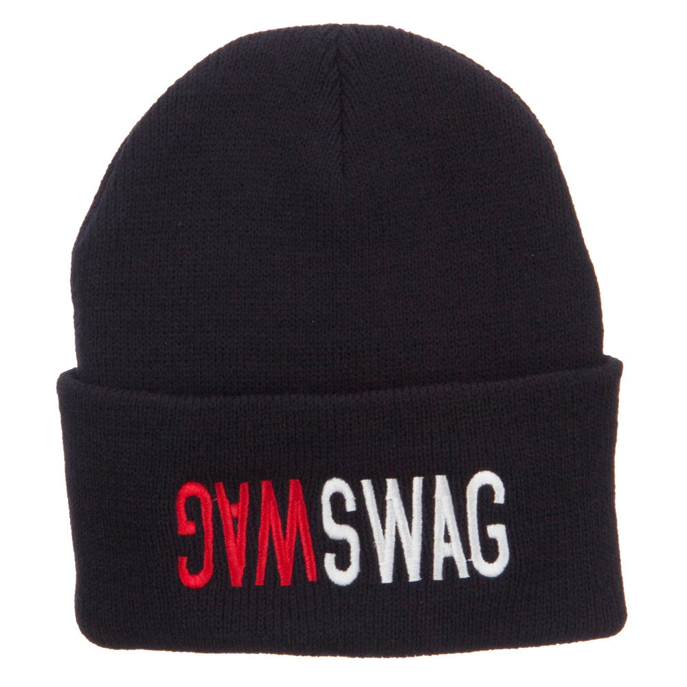 SWAG SWAG Embroidered Long Beanie - Black OSFM