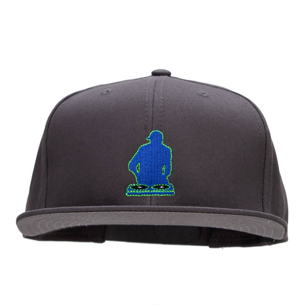 Dj Silhouette Embroidered Prostyle Snapback - Charcoal OSFM