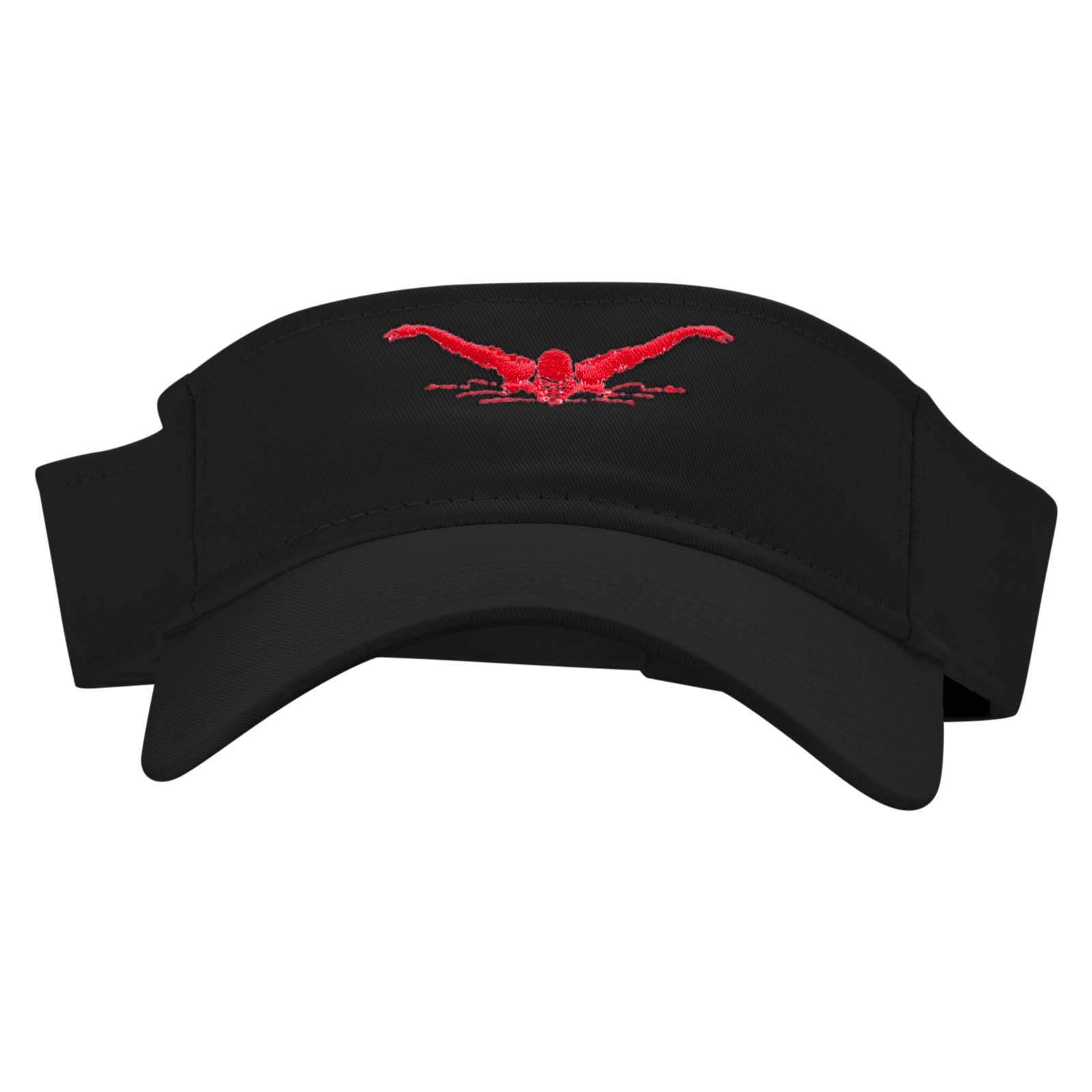 Butterfly Stroke Embroidered Cotton Twill Sun Visor - Black OSFM