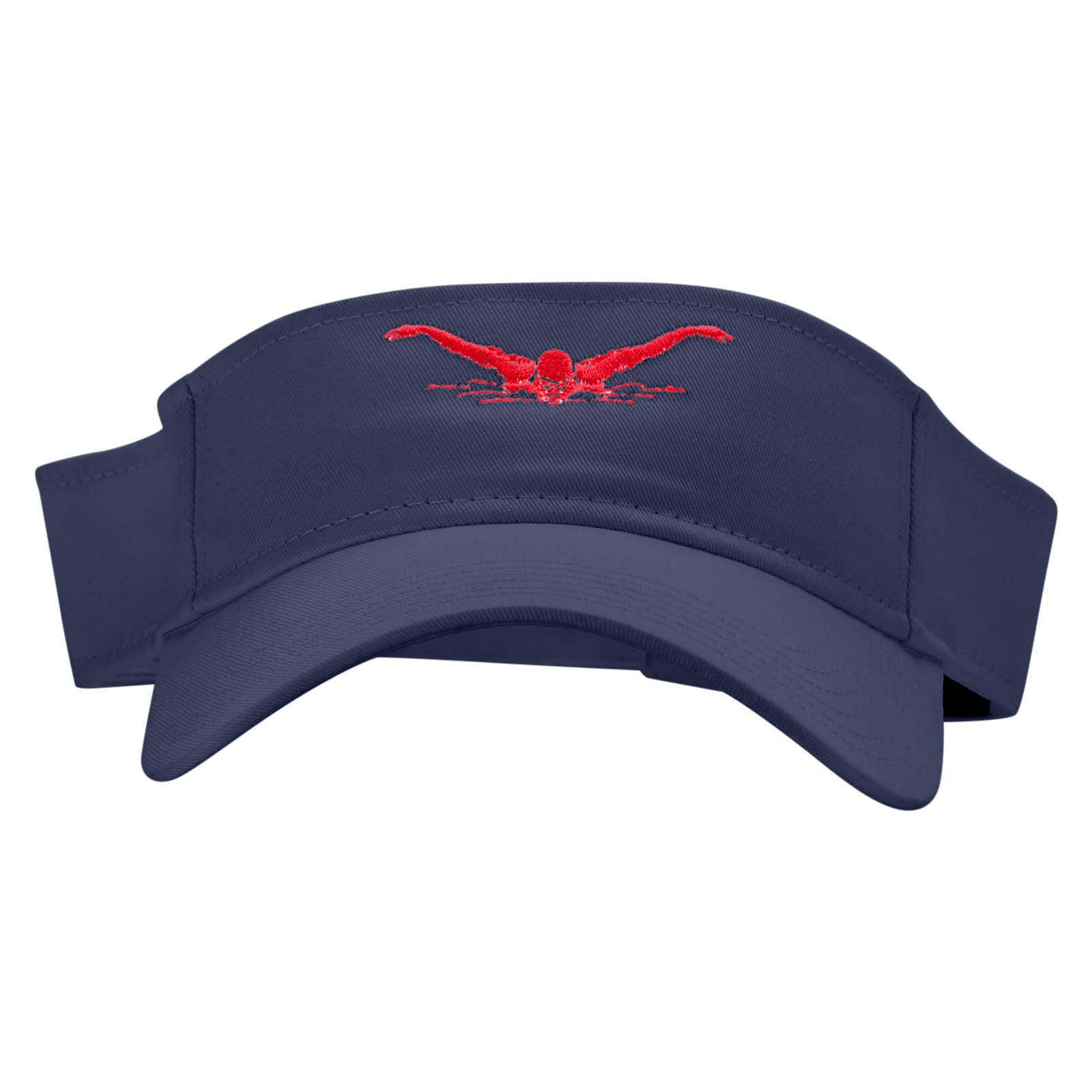 Butterfly Stroke Embroidered Cotton Twill Sun Visor - Navy OSFM