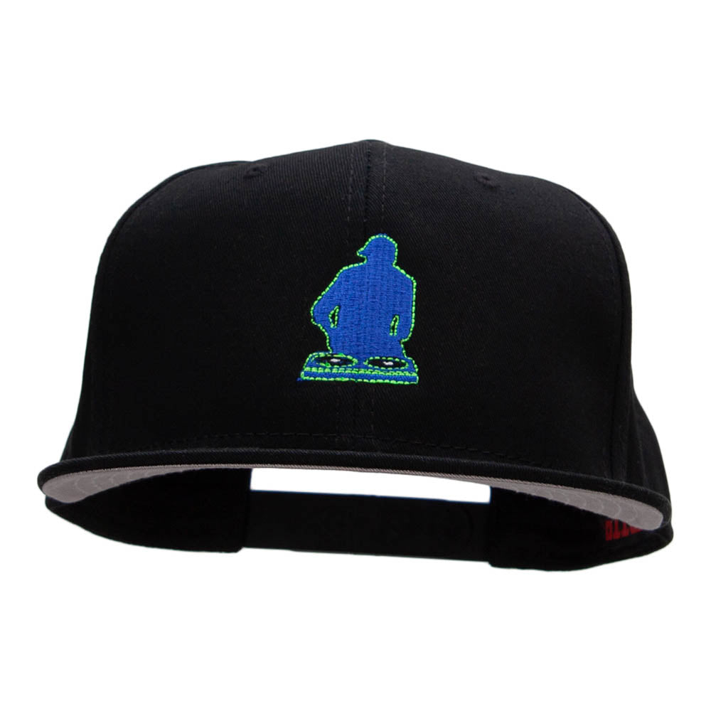 Dj Silhouette Embroidered Prostyle Snapback - Black OSFM