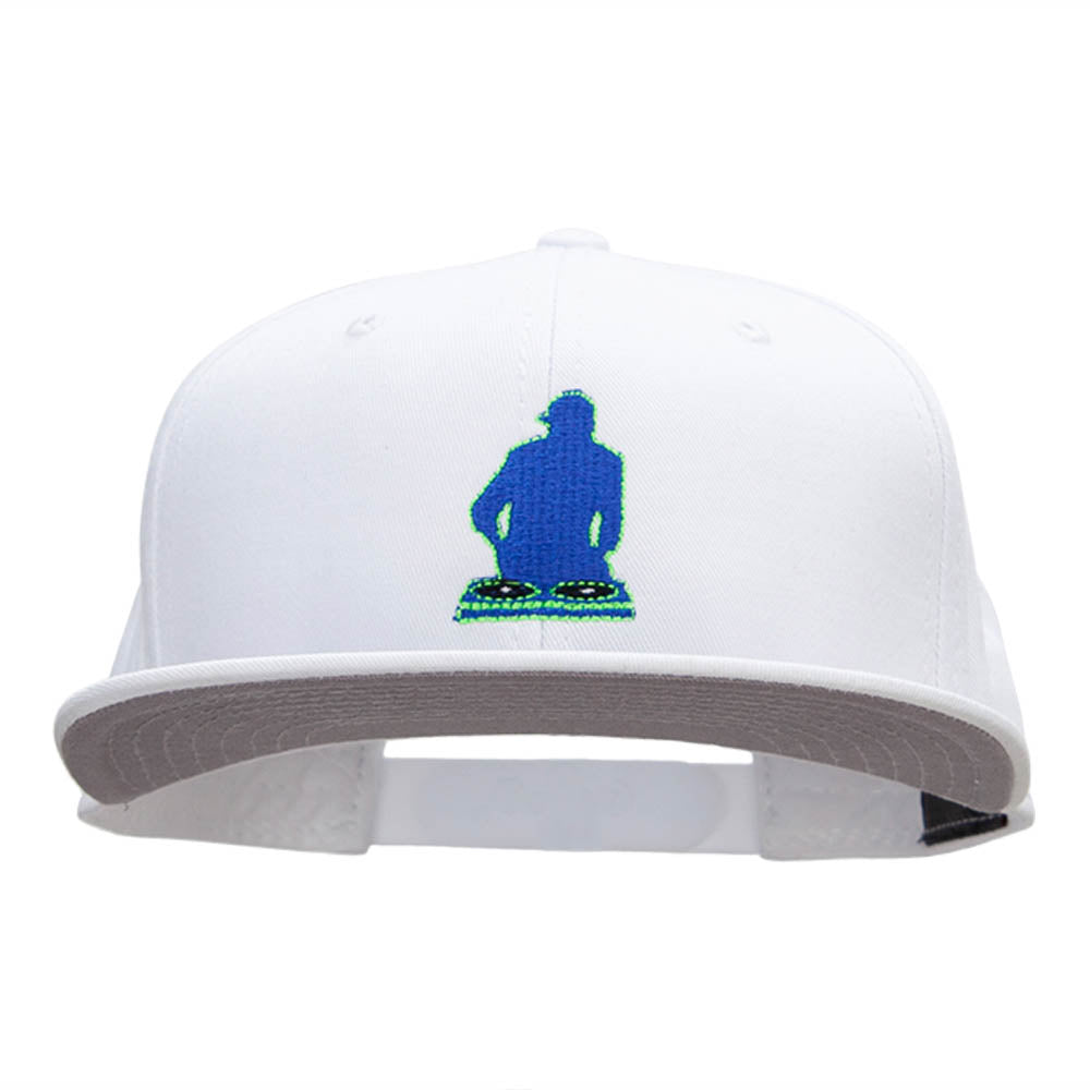 Dj Silhouette Embroidered Prostyle Snapback - White OSFM