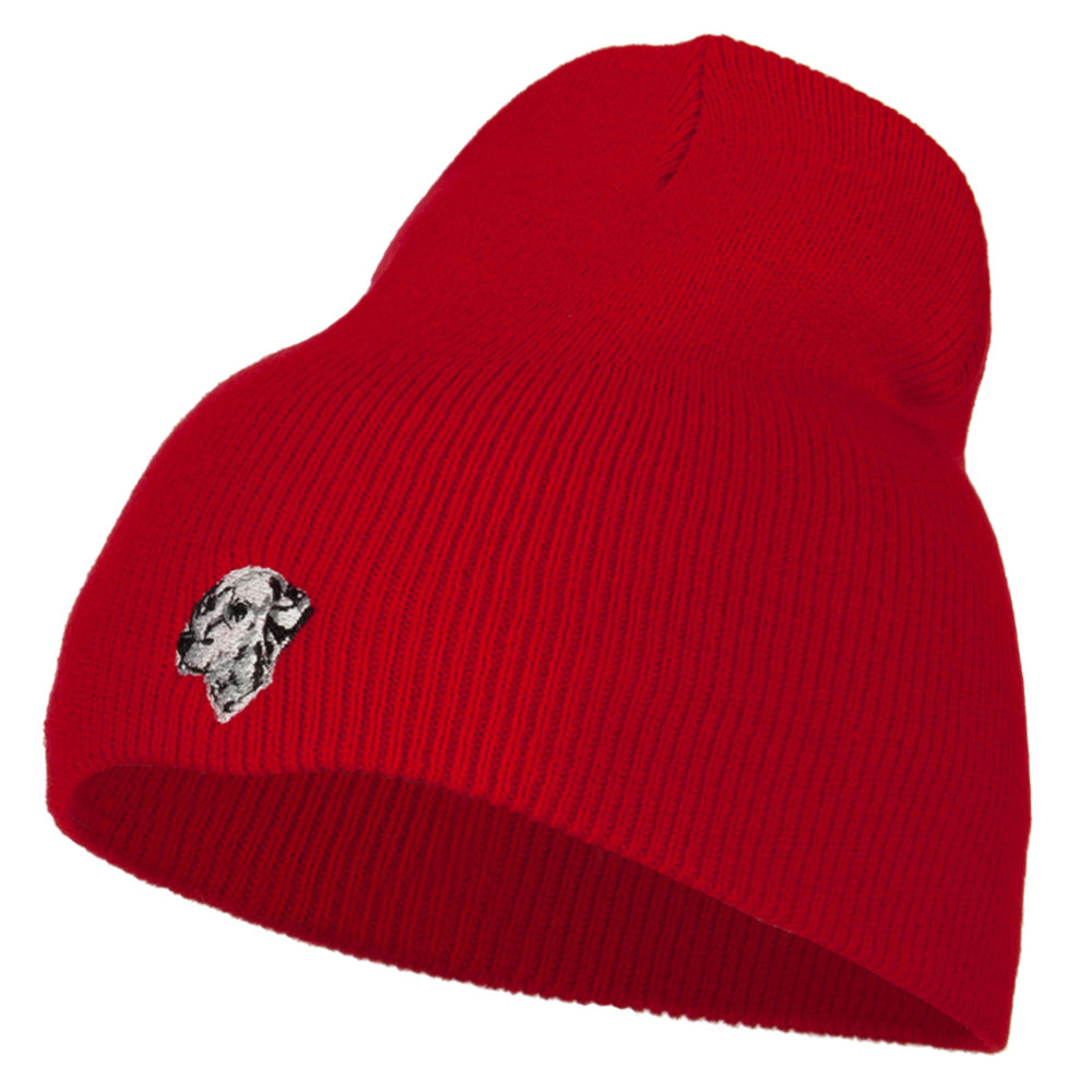 Dalmatian Embroidered Short Beanie - Red OSFM