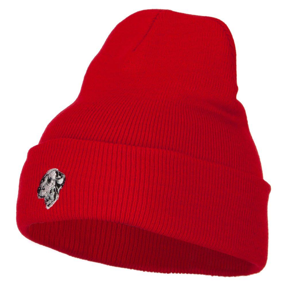 Dalmatian Embroidered Long Beanie - Red OSFM