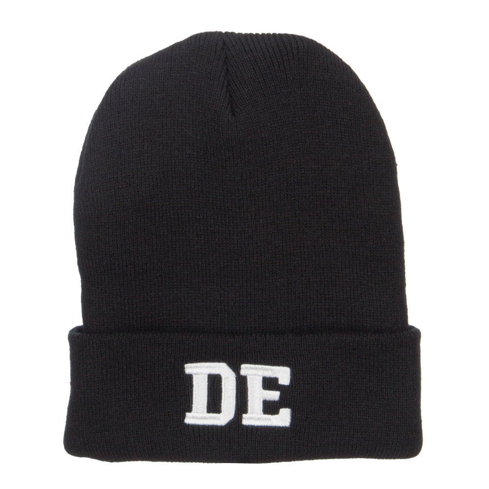 DE Delaware State Embroidered Long Beanie - Black OSFM