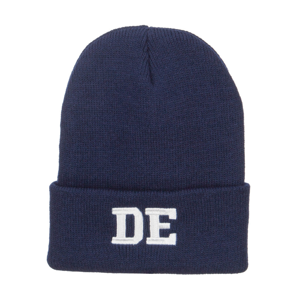 DE Delaware State Embroidered Long Beanie - Navy OSFM