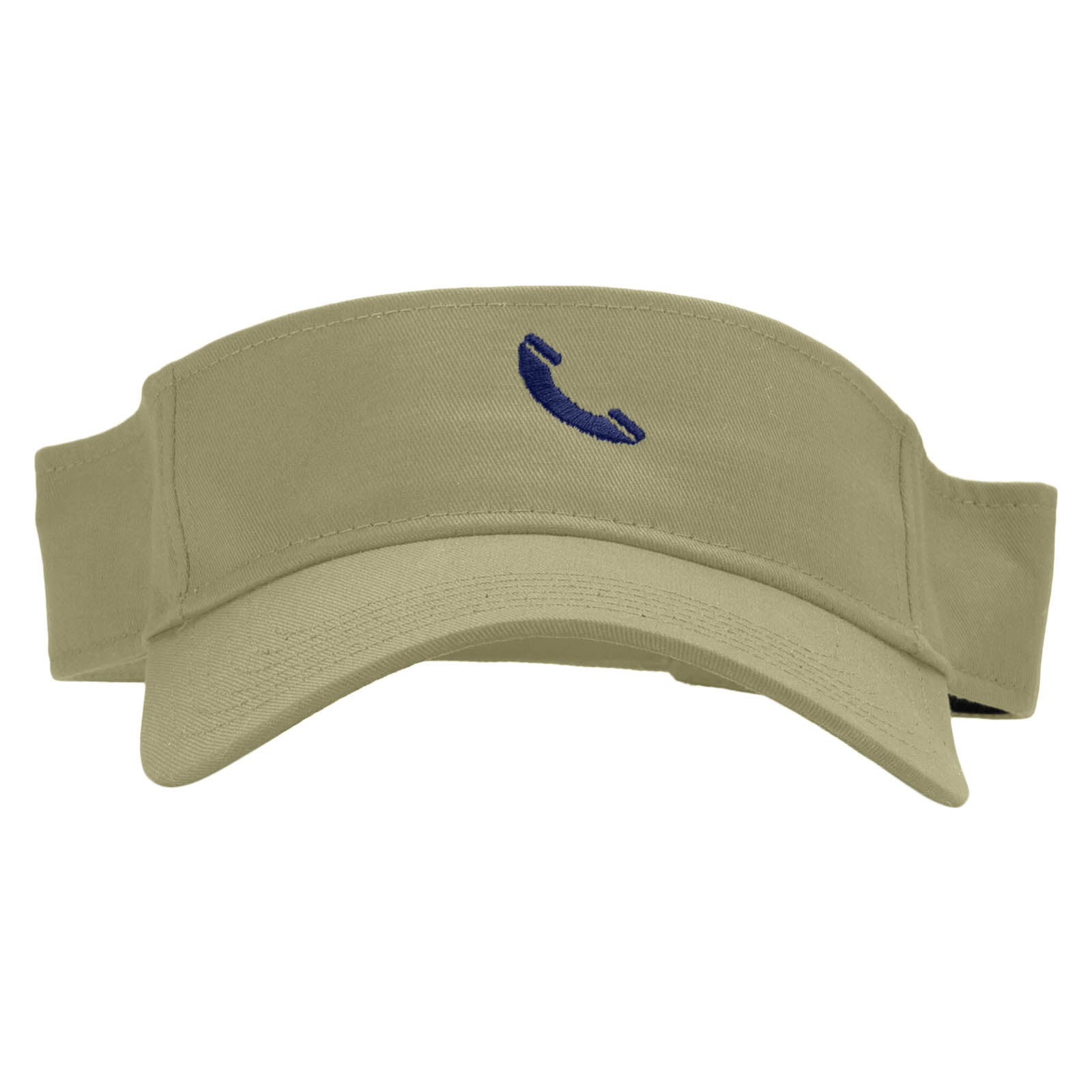 Phone Outline Embroidered Cotton Twill Sun Visor - Khaki OSFM