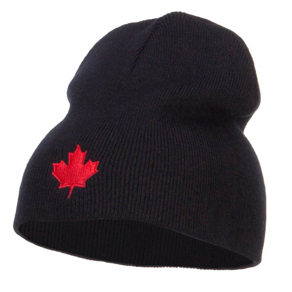 Canada Maple Leaf Embroidered Short Beanie - Black OSFM