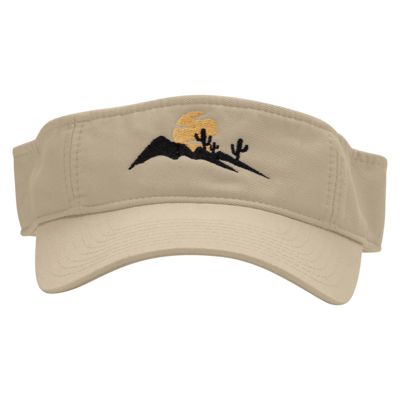 Desert Silhouette Embroidered Pro Style Cotton Twill Washed Visor - Khaki OSFM