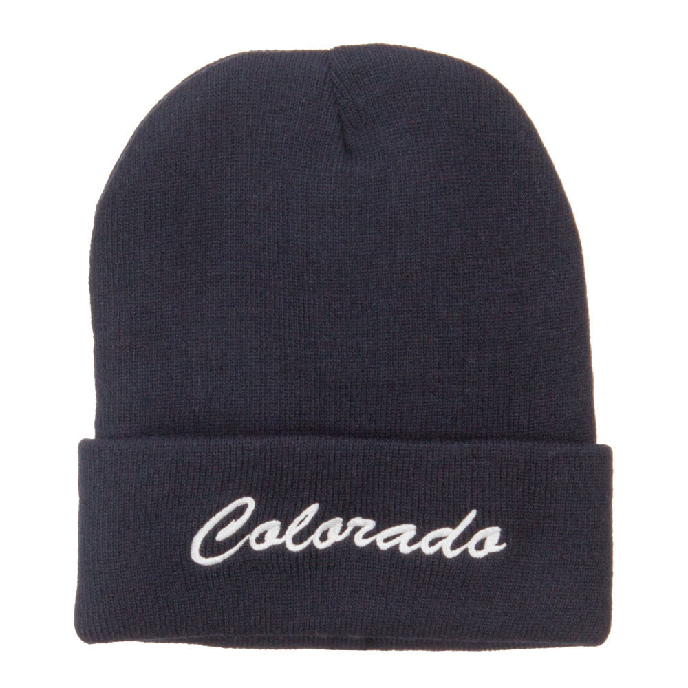 Colorado Western State Embroidered Long Beanie - Navy OSFM