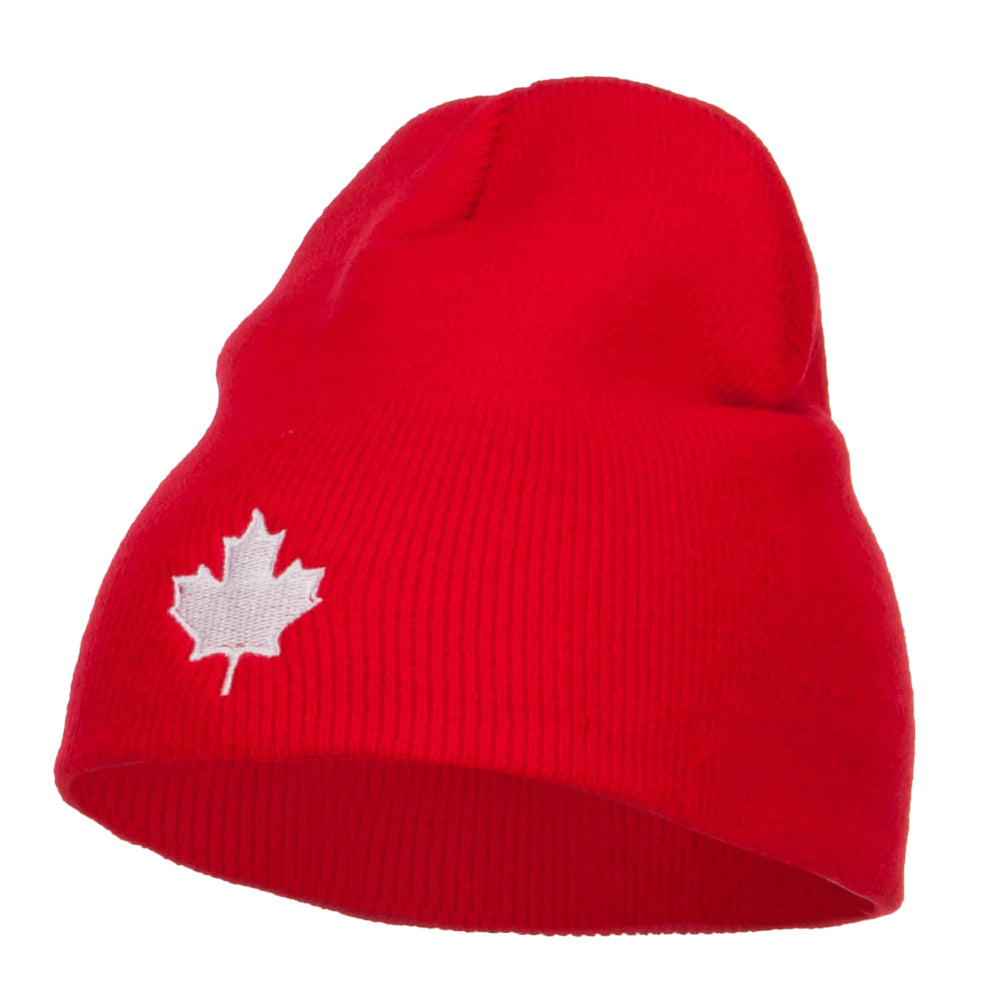 Canada Maple Leaf Embroidered Short Beanie - Red OSFM