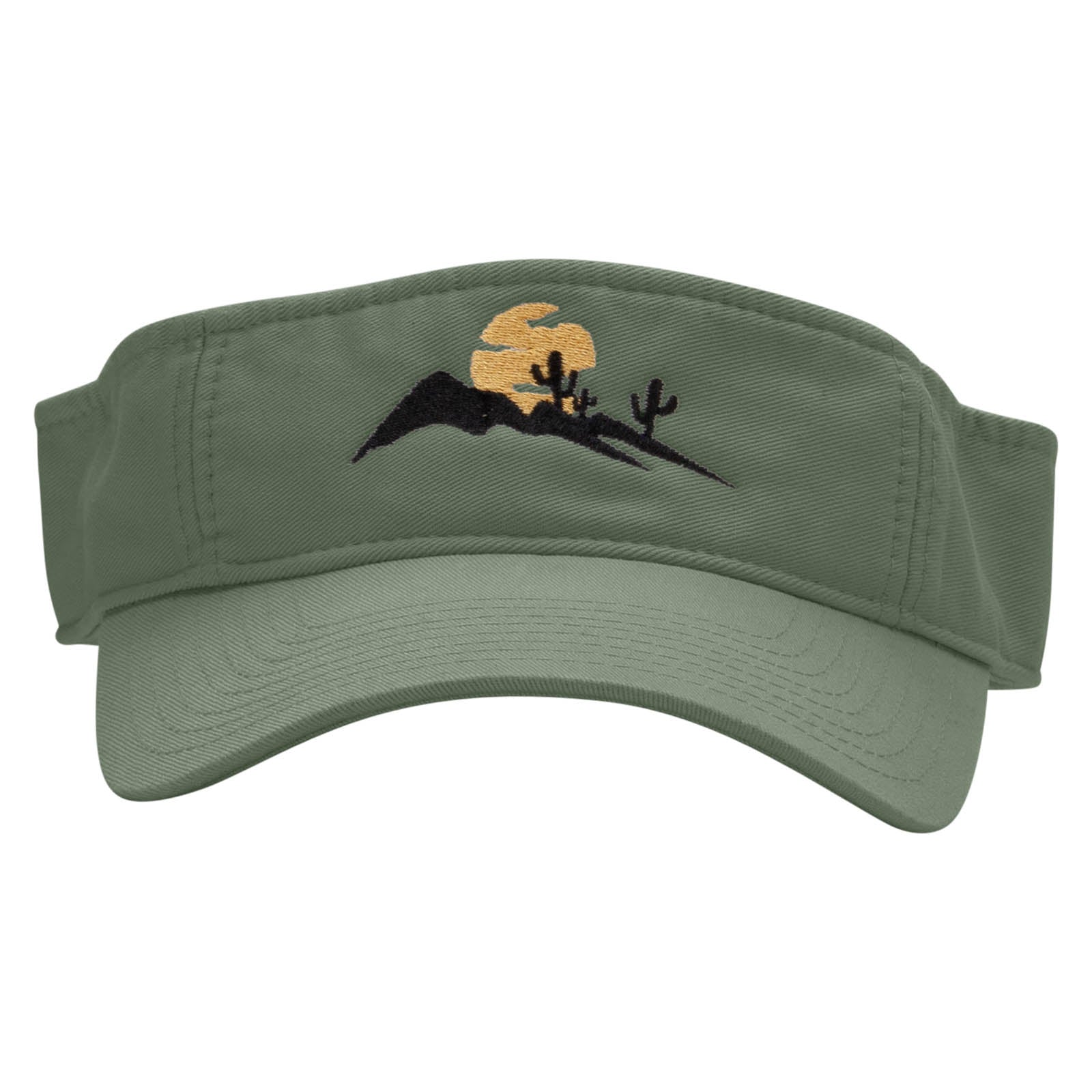 Desert Silhouette Embroidered Pro Style Cotton Twill Washed Visor - Olive OSFM