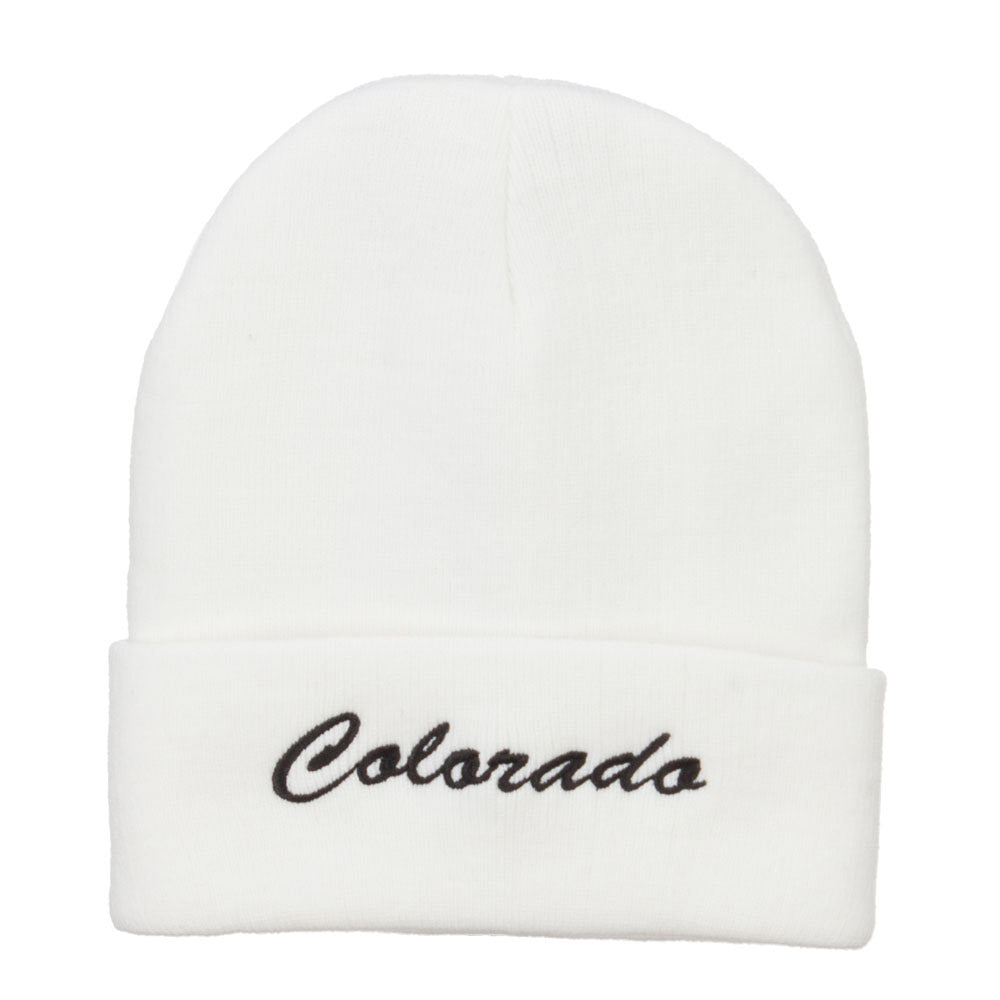 Colorado Western State Embroidered Long Beanie - White OSFM