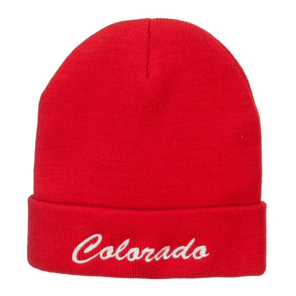 Colorado Western State Embroidered Long Beanie - Red OSFM