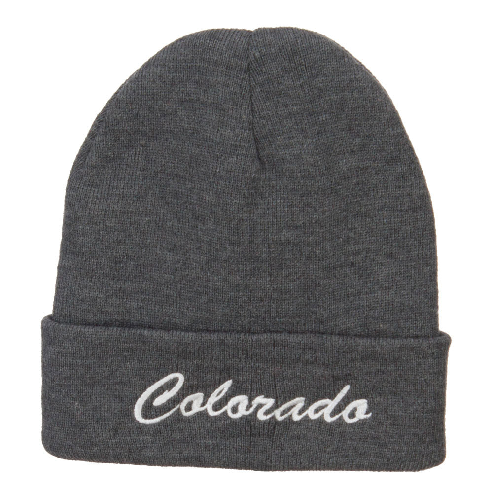 Colorado Western State Embroidered Long Beanie - Grey OSFM