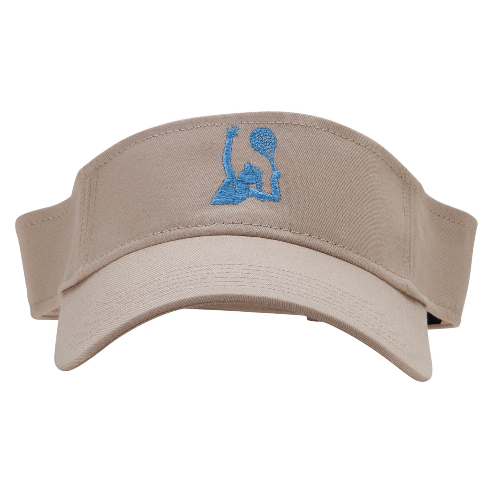 Playing Tennis Embroidered Cotton Twill Sun Visor - Khaki OSFM