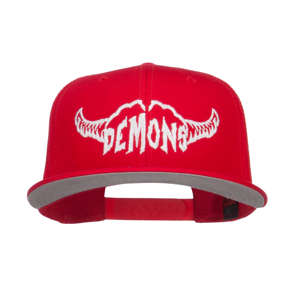 Demons Embroidered Cotton Snapback - Red OSFM