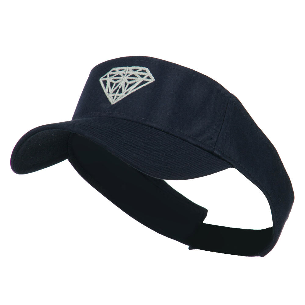 Diamond Embroidered Cotton Twill Sun Visor - Navy OSFM