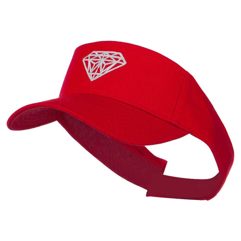 Diamond Embroidered Cotton Twill Sun Visor - Red OSFM