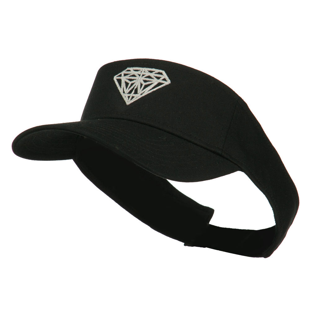 Diamond Embroidered Cotton Twill Sun Visor - Black OSFM