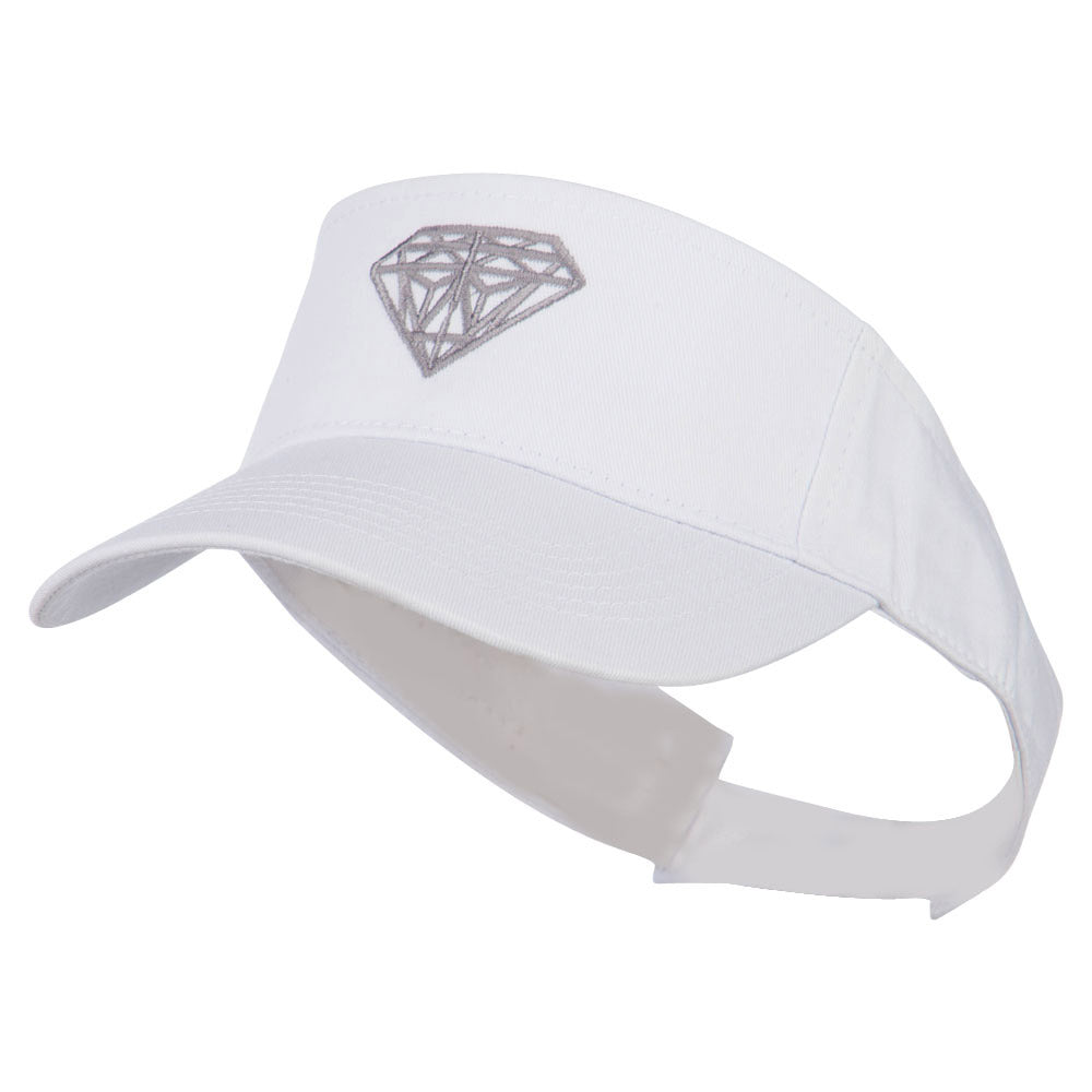 Diamond Embroidered Cotton Twill Sun Visor - White OSFM