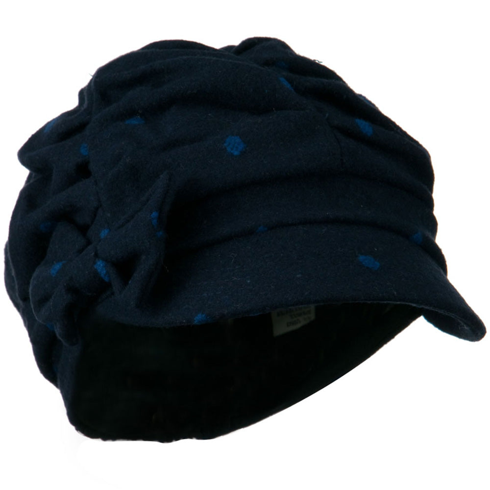 Dagny Polka Dot Newsboy Hat - Navy Blue OSFM