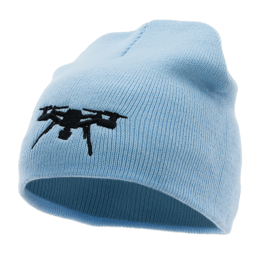 Drone Embroidered 8 inch Acrylic Short Beanie - Light Blue OSFM