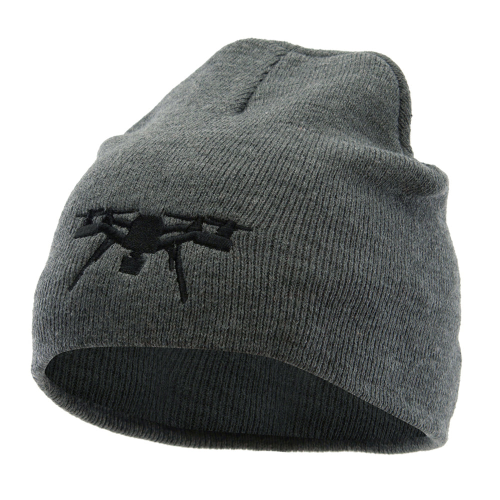 Drone Embroidered 8 inch Acrylic Short Beanie - Dark Grey OSFM