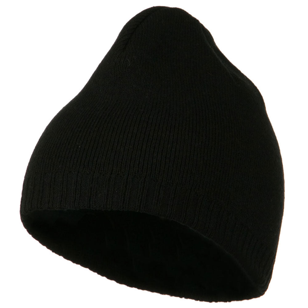 Decorative Ribbed Short Beanie - Black OSFM