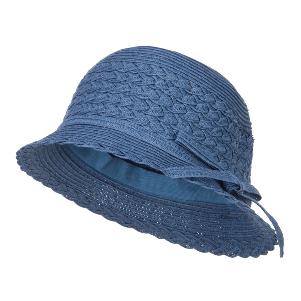 Girl&#039;s Paper Braid Ribbon Bucket Hat - Blue OSFM