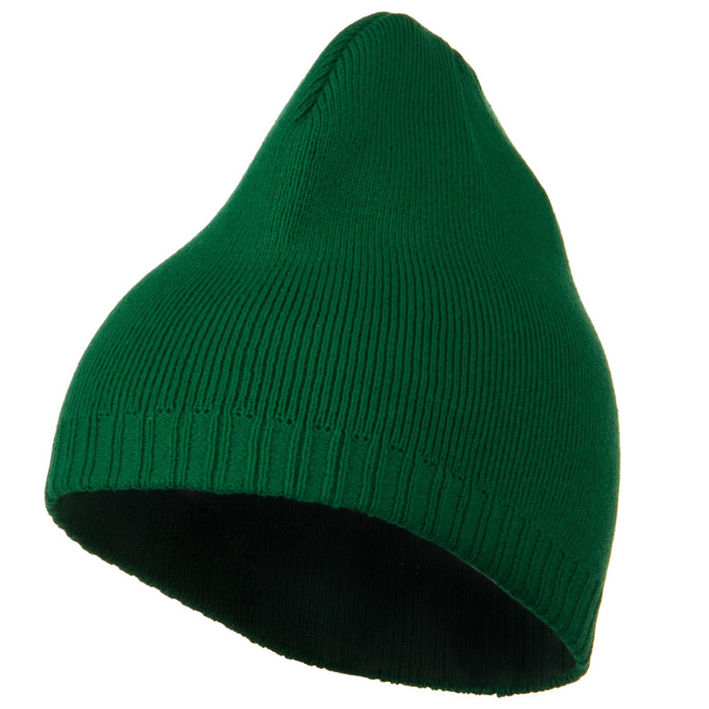 Decorative Ribbed Short Beanie - Kelly OSFM