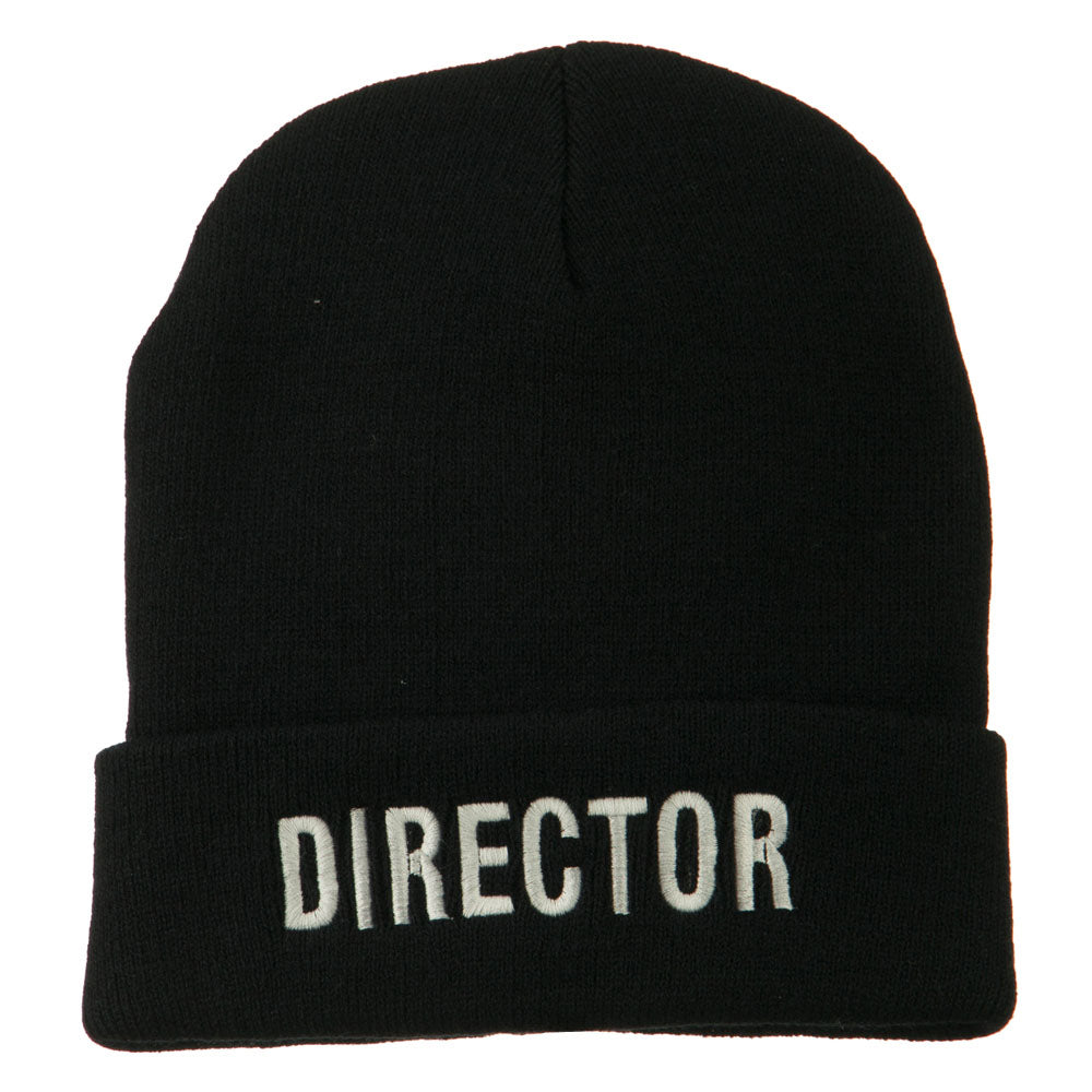 Director Embroidered Long Beanie - Black OSFM
