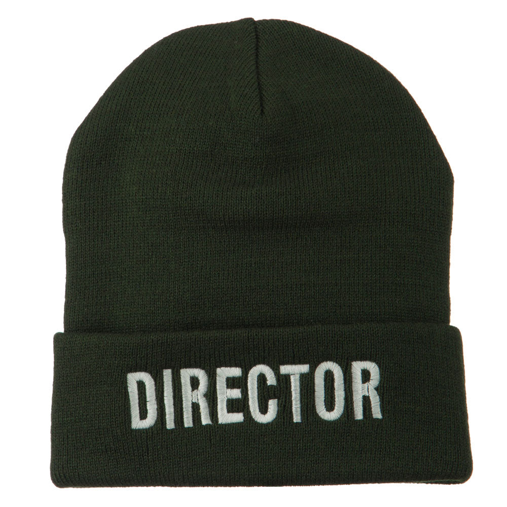 Director Embroidered Long Beanie - Olive OSFM