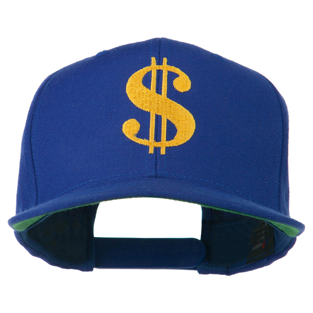 Dollar Sign Logo Embroidered Flat Bill Cap - Royal OSFM