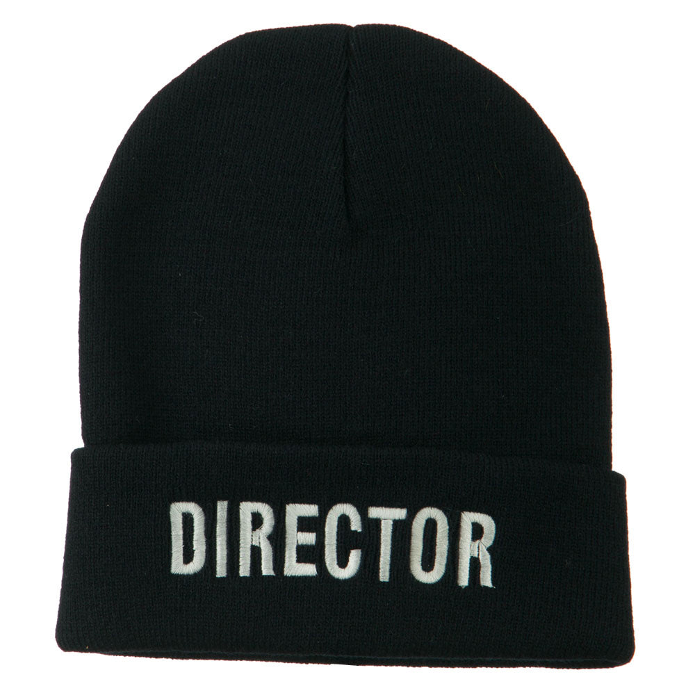 Director Embroidered Long Beanie - Navy OSFM