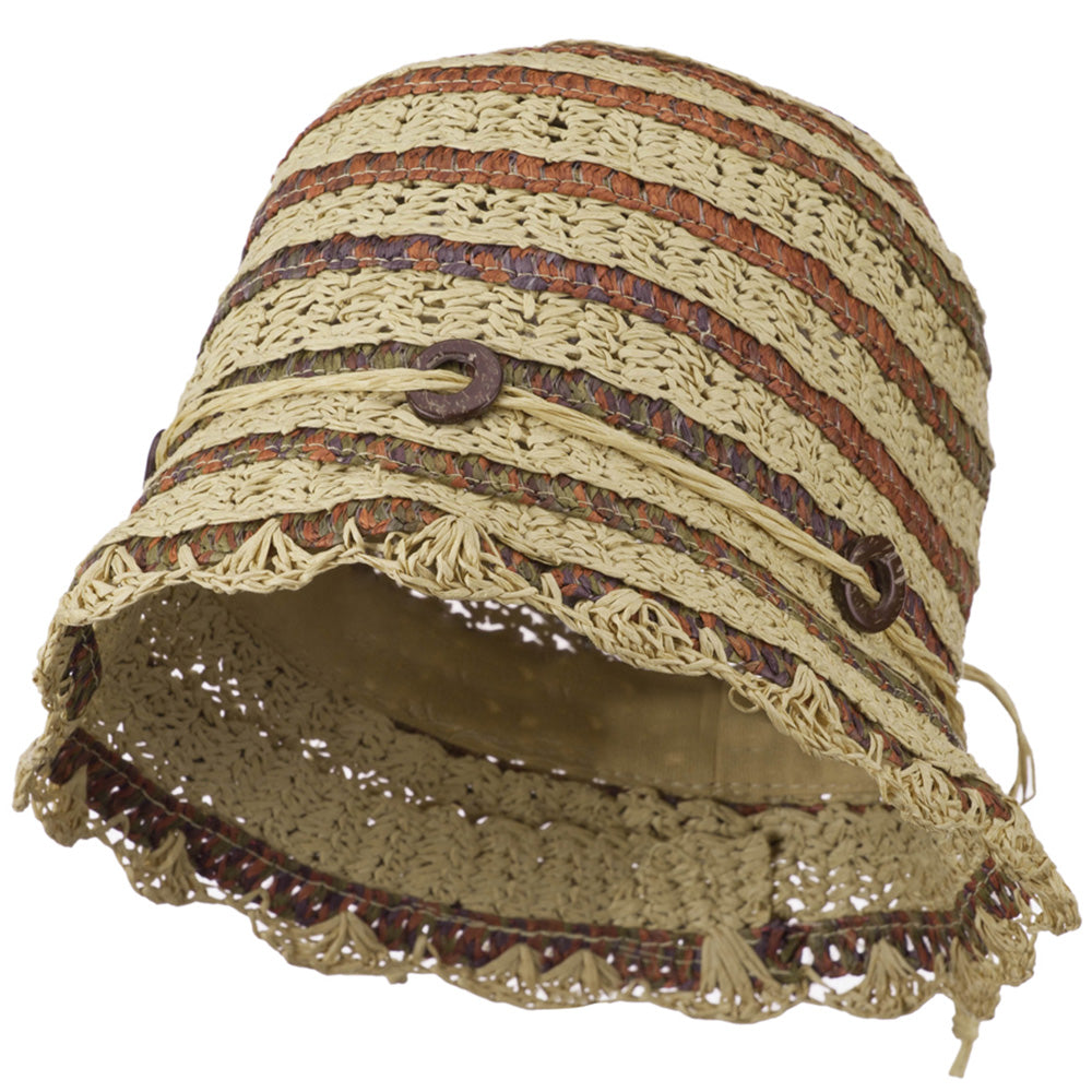 Women&#039;s Toyo Cloche Hat with Swirl Detail - Natural OSFM