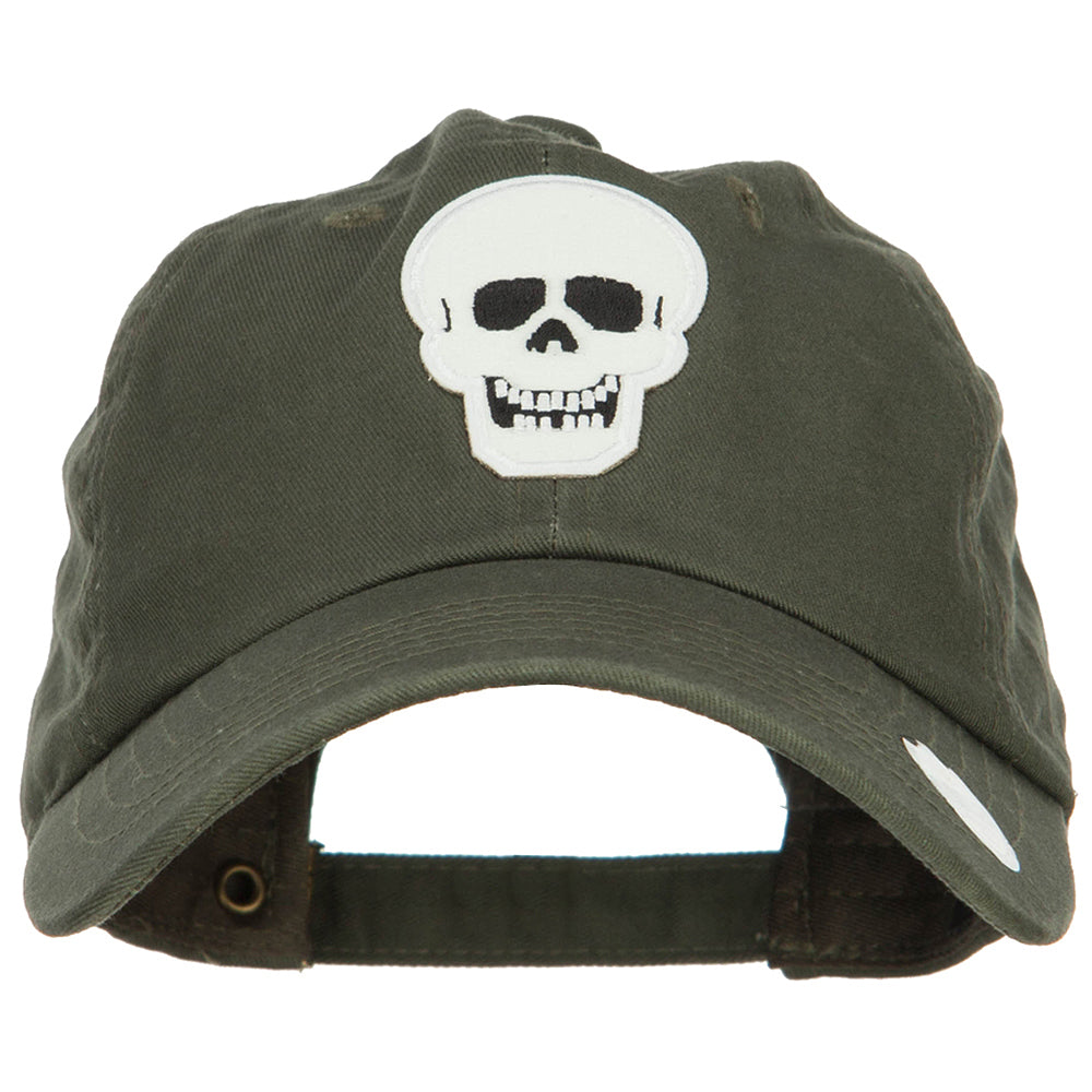 Glow in the Dark Skull Halloween Unstructured Cap - Olive OSFM