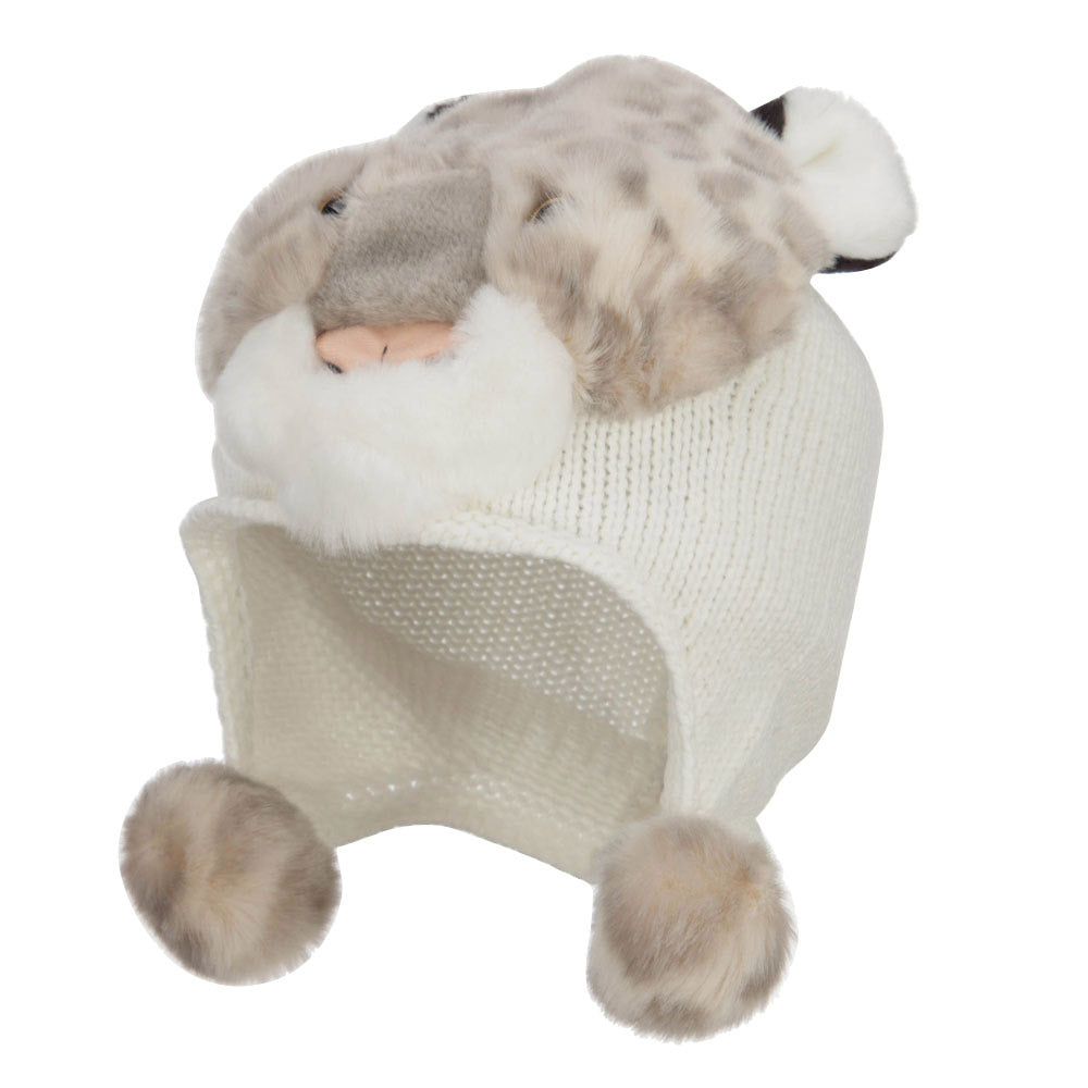 Children&#039;s Animal Knit Ski Beanie - Snow Leopard OSFM