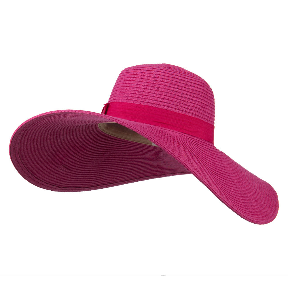 Ladies Toyo Braid Ribbon Sun Hat - Fuchsia OSFM