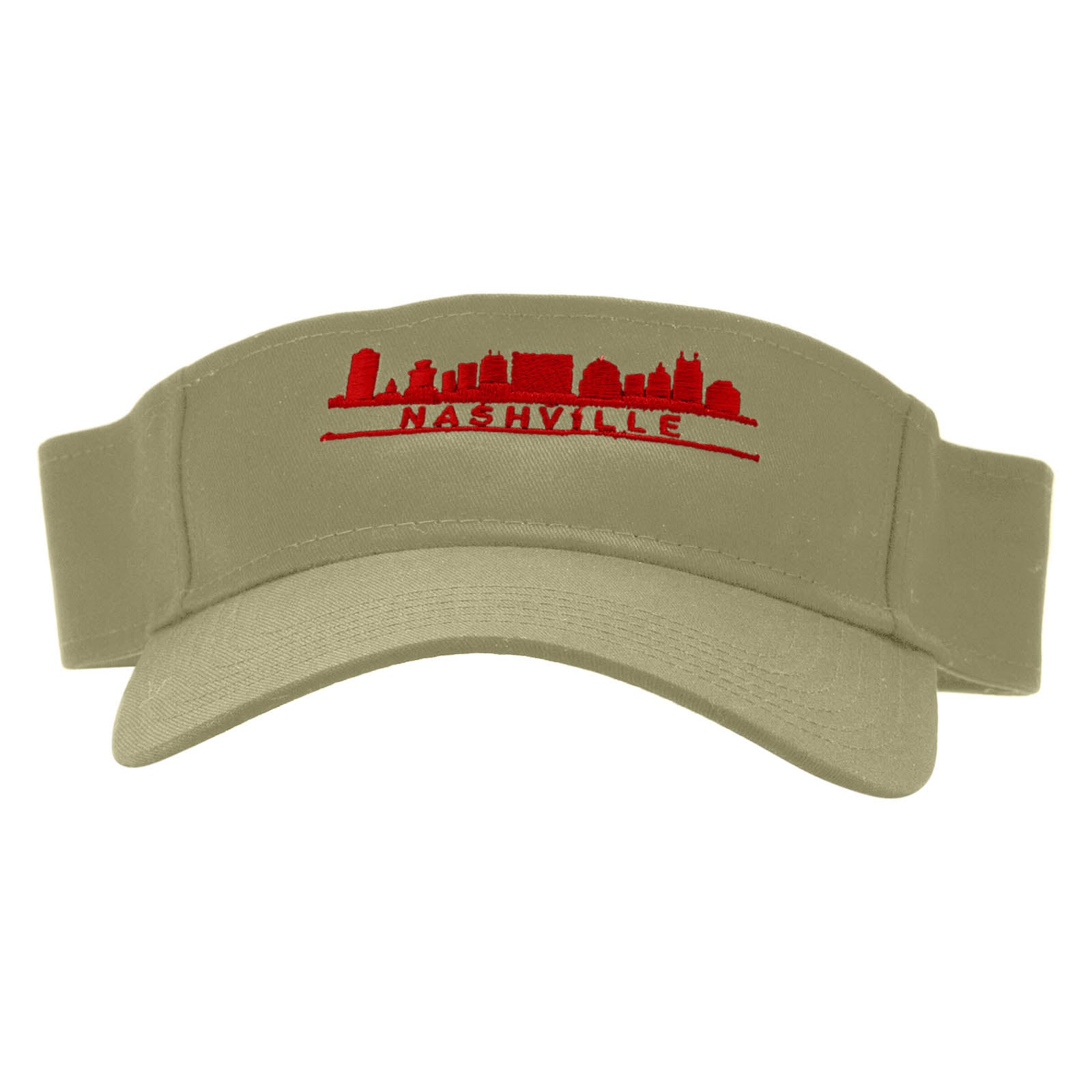 Nashville Skyline Embroidered Cotton Twill Sun Visor - Khaki OSFM