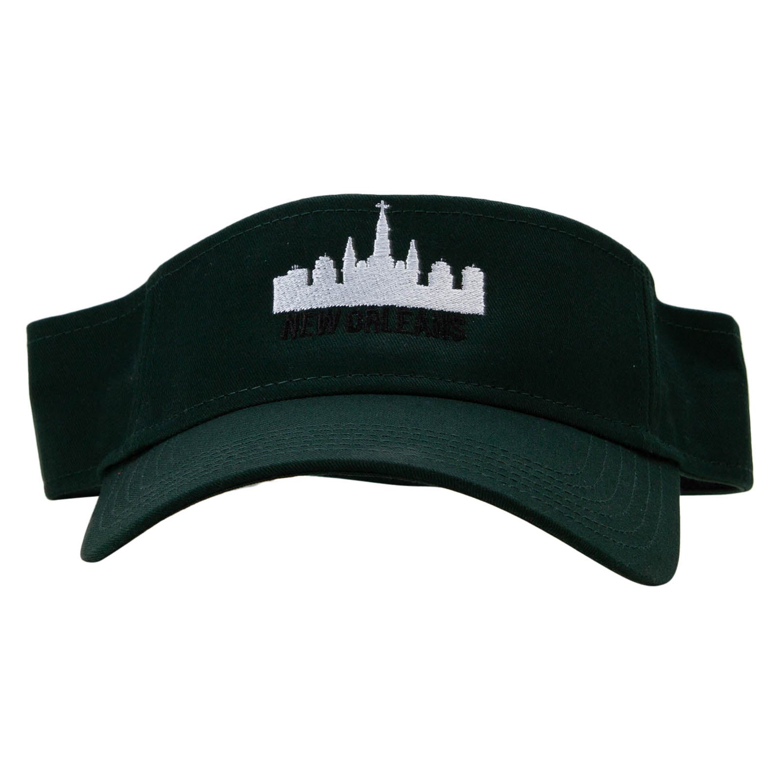 New Orleans Embroidered Cotton Twill Sun Visor - Dk Green OSFM