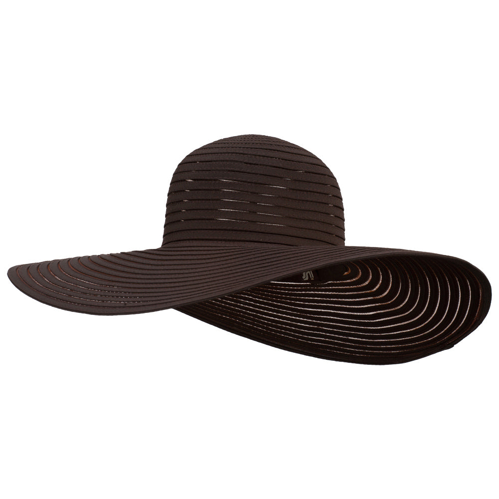 Ladies Fashion Wide Brim Hat - Brown OSFM